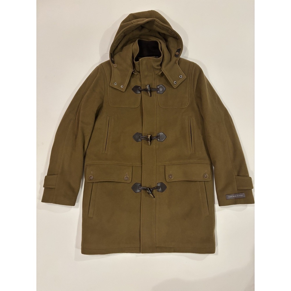 Cole Haan Men's Wool Blend Duffle Coat Small Removable Hood Fabric Made in Italy - Picture 1 of 16